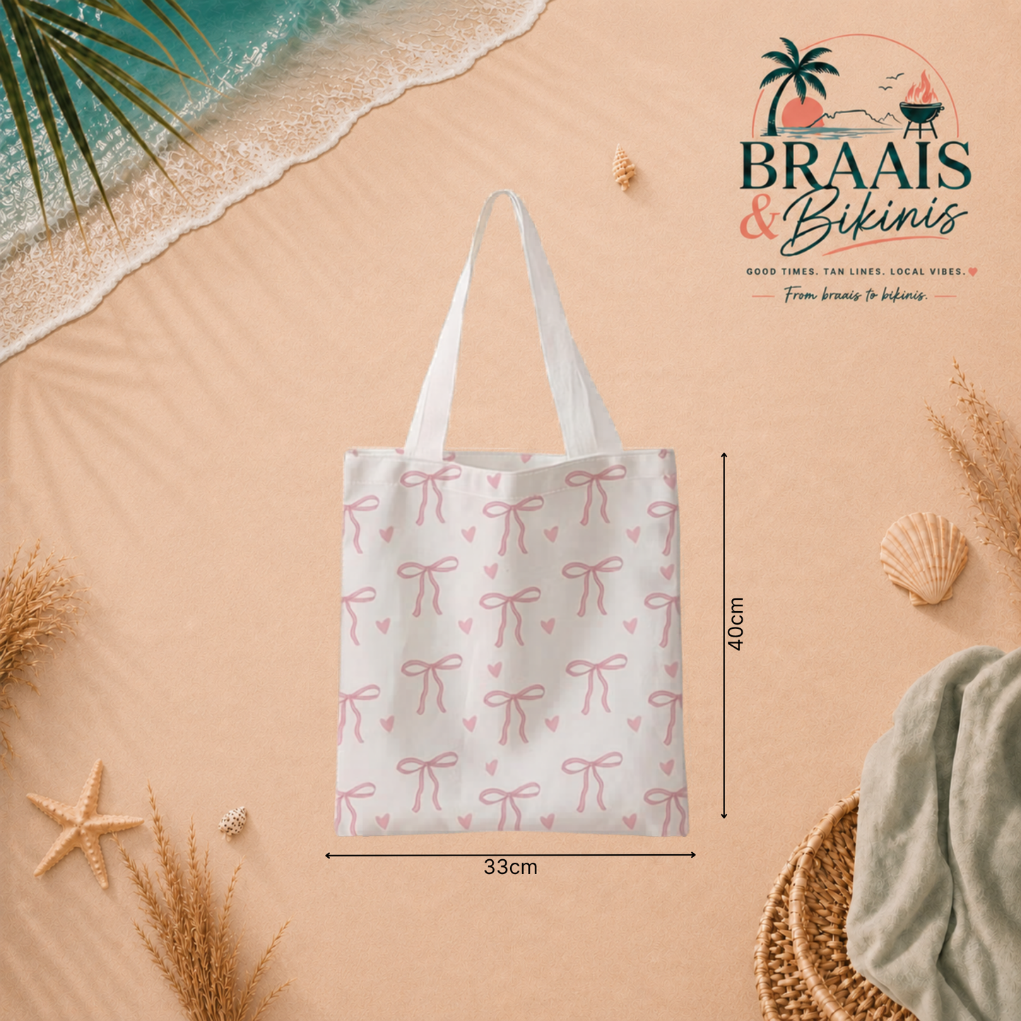 Bows & Hearts Canvas Tote Bag