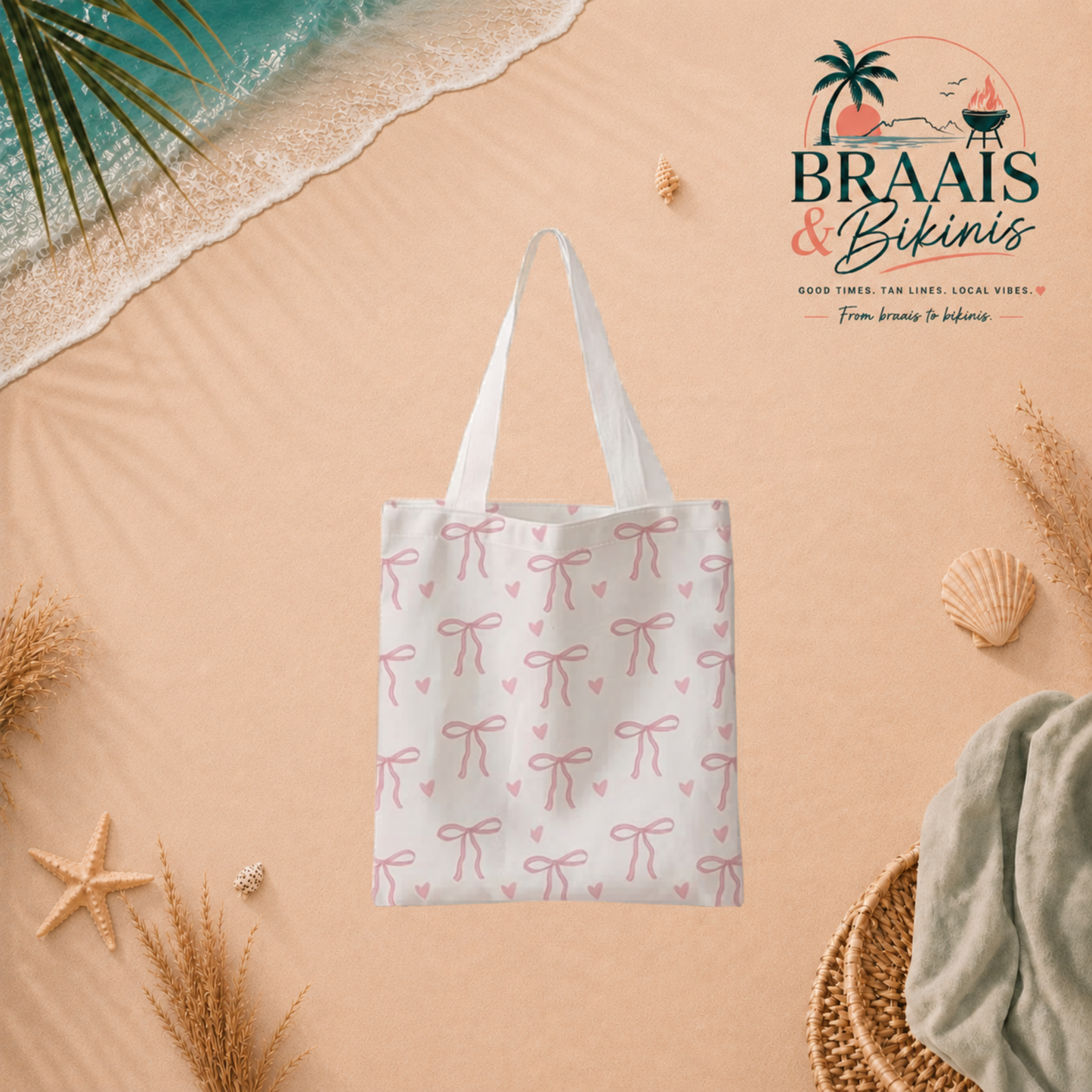 Bows & Hearts Canvas Tote Bag