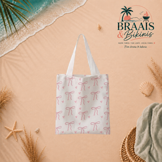 Bows & Hearts Canvas Tote Bag