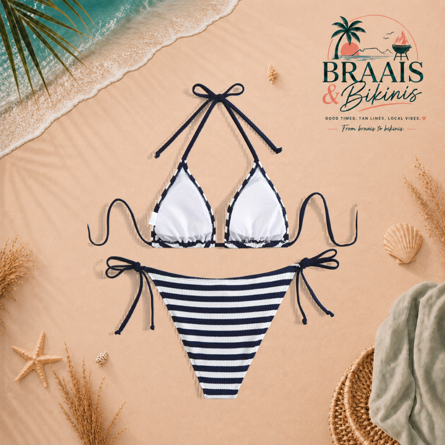 Coastal Stripe Halter Bikini Set