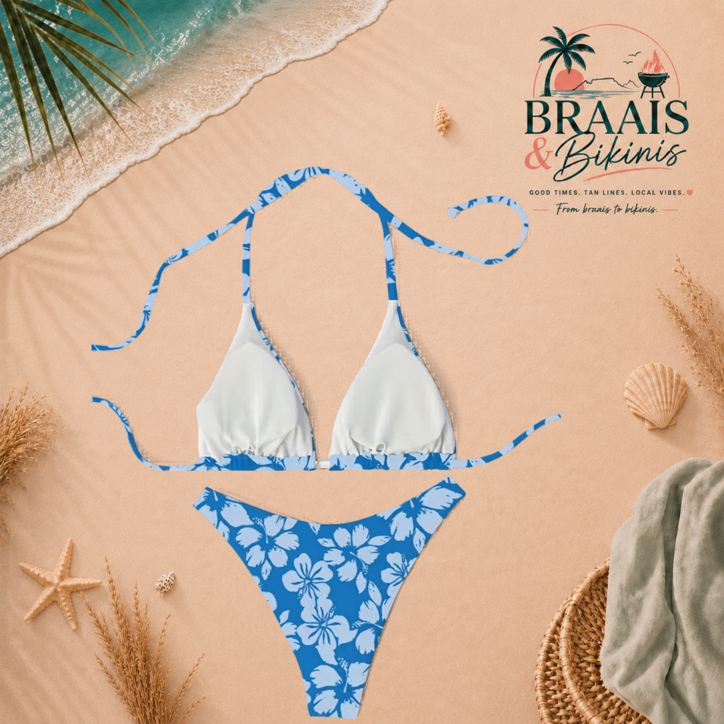 Floral Lace-Up High Cut Bikini Set
