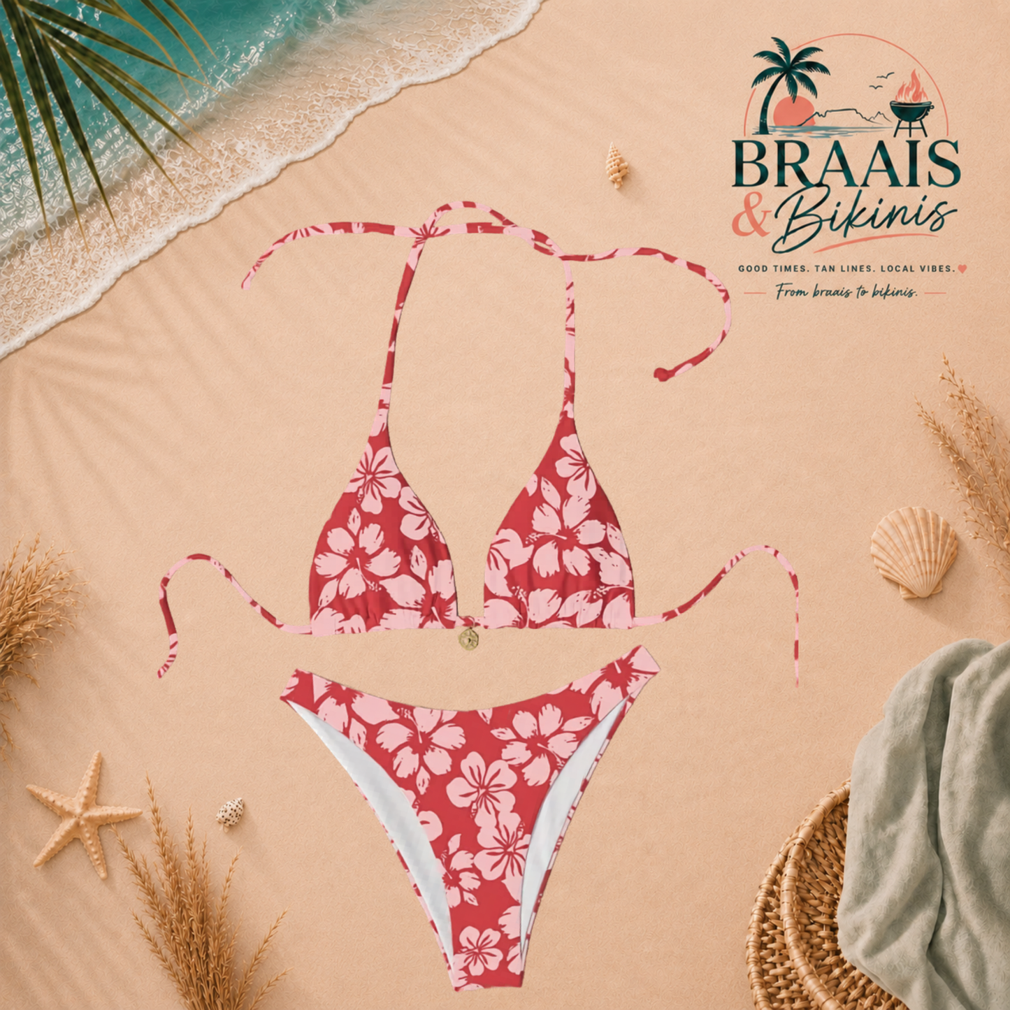 Floral Lace-Up High Cut Bikini Set