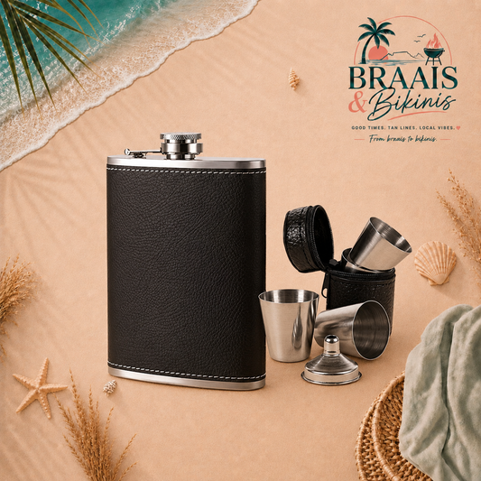Leather Hip Flask Gift Set