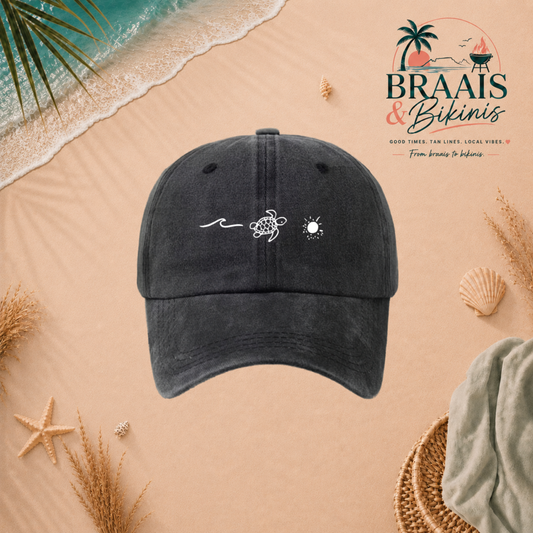 Wave & Turtle Washed Cap
